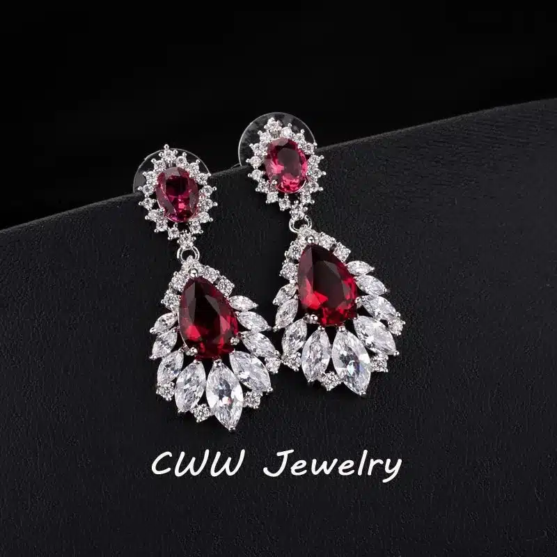 CWWZircons Elegant Chandelier AAA+ Cubic Zirconia Long Big Crystal Bridal Dangle Drop Earring For Wedding Jewelry CZ202 30