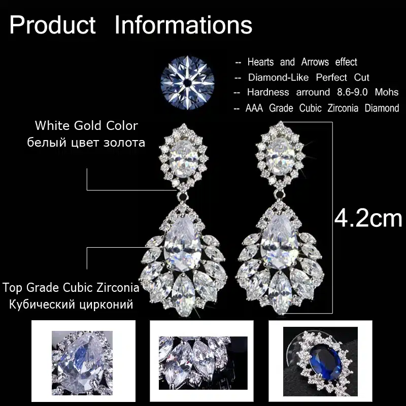 CWWZircons Elegant Chandelier AAA+ Cubic Zirconia Long Big Crystal Bridal Dangle Drop Earring For Wedding Jewelry CZ202 38