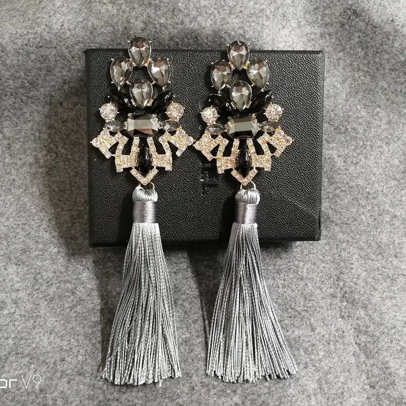 Brincos Grandes Trendy 2017 Big Crystal Long Water Drop Tassel Earrings for Women statement bohemia earrings 11