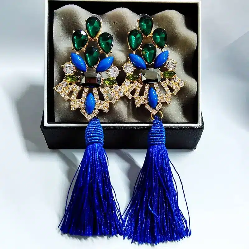 Brincos Grandes Trendy 2017 Big Crystal Long Water Drop Tassel Earrings for Women statement bohemia earrings 14