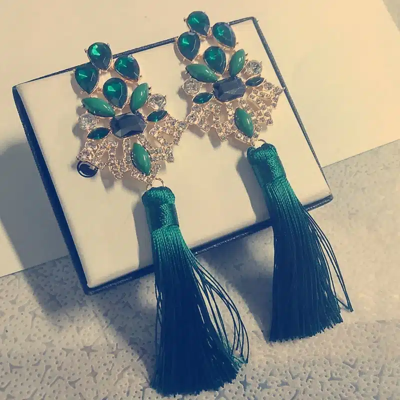 Brincos Grandes Trendy 2017 Big Crystal Long Water Drop Tassel Earrings for Women statement bohemia earrings 17