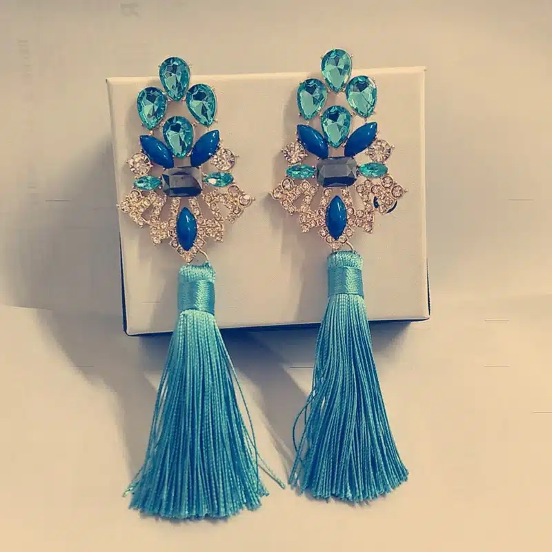 Brincos Grandes Trendy 2017 Big Crystal Long Water Drop Tassel Earrings for Women statement bohemia earrings 18