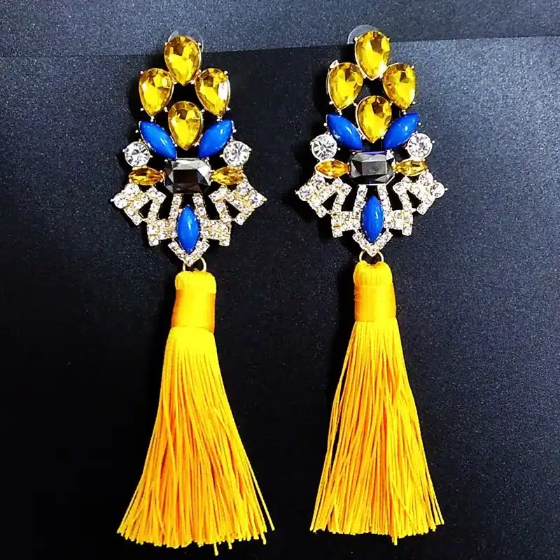 Brincos Grandes Trendy 2017 Big Crystal Long Water Drop Tassel Earrings for Women statement bohemia earrings 19