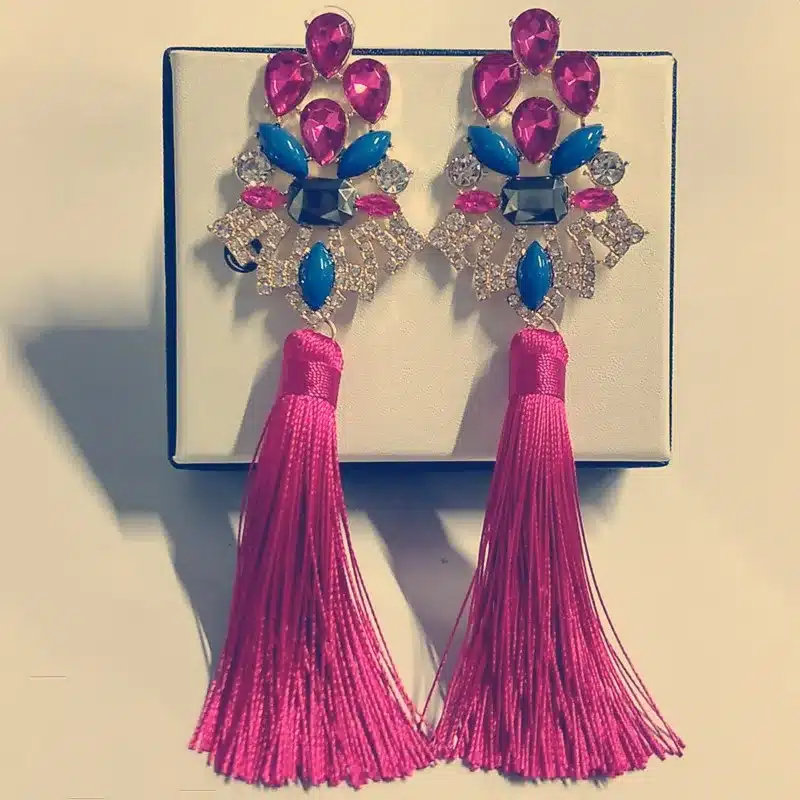 Brincos Grandes Trendy 2017 Big Crystal Long Water Drop Tassel Earrings for Women statement bohemia earrings 21
