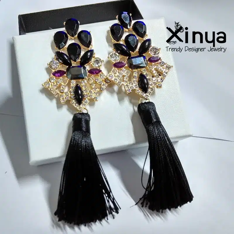 Brincos Grandes Trendy 2017 Big Crystal Long Water Drop Tassel Earrings for Women statement bohemia earrings 23