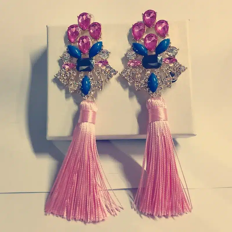Brincos Grandes Trendy 2017 Big Crystal Long Water Drop Tassel Earrings for Women statement bohemia earrings 32