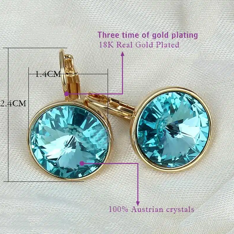 New women dangle earring with stones elegant Gold- 100% Austrian crystals earring jewelry Drop Earrings(E0098) 12