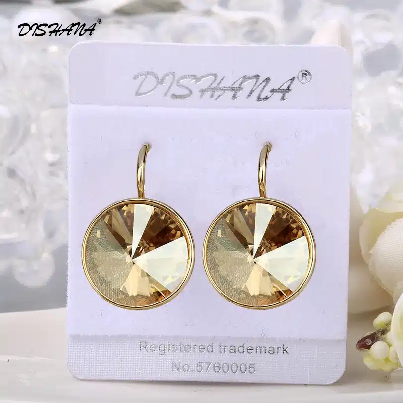 New women dangle earring with stones elegant Gold- 100% Austrian crystals earring jewelry Drop Earrings(E0098) 17