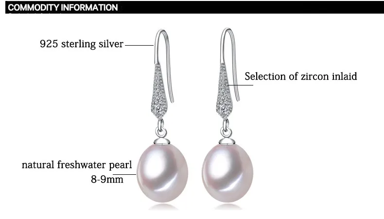 ZHBORUINI 2017 Fashion Pearl Earrings Natural Freshwater Pearl Jewelry Dorp Earring 925 Sterling Silver Jewelry For Women Gift 19
