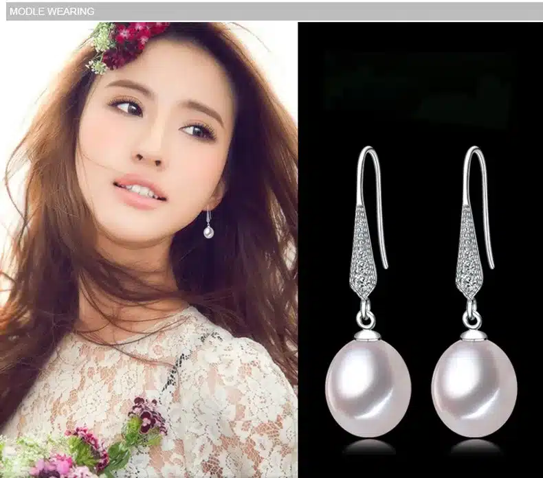 ZHBORUINI 2017 Fashion Pearl Earrings Natural Freshwater Pearl Jewelry Dorp Earring 925 Sterling Silver Jewelry For Women Gift 26