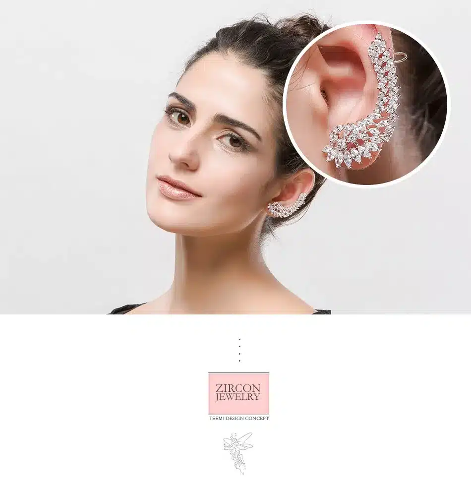 LUOTEEMI Korea Style Shining Crystal Big Angel Wings Pendant Earrings 925 Sterling Silver Pin Brincos Jewelry for Women Wedding 12