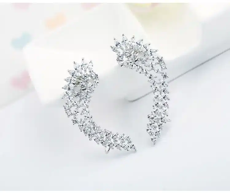 LUOTEEMI Korea Style Shining Crystal Big Angel Wings Pendant Earrings 925 Sterling Silver Pin Brincos Jewelry for Women Wedding 21