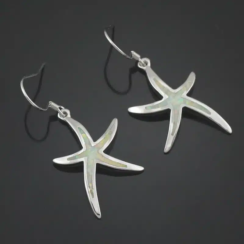 HAIMIS Hot Sale Free Shipping Synthetic Blue Brown White Green Fire Opal Star starfish Ear Stud Earrings For Women OE263 18