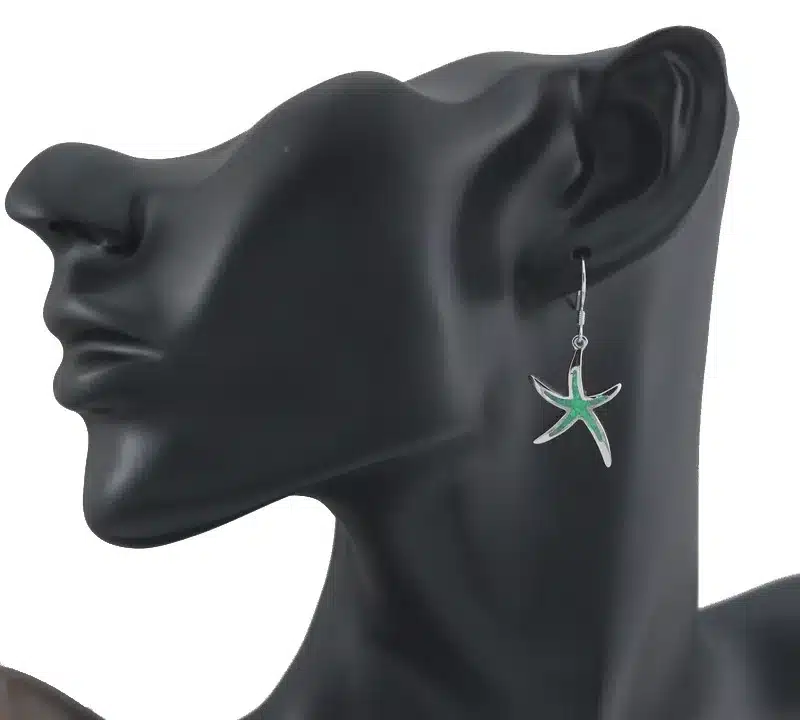 HAIMIS Hot Sale Free Shipping Synthetic Blue Brown White Green Fire Opal Star starfish Ear Stud Earrings For Women OE263 20