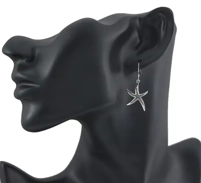 HAIMIS Hot Sale Free Shipping Synthetic Blue Brown White Green Fire Opal Star starfish Ear Stud Earrings For Women OE263 21