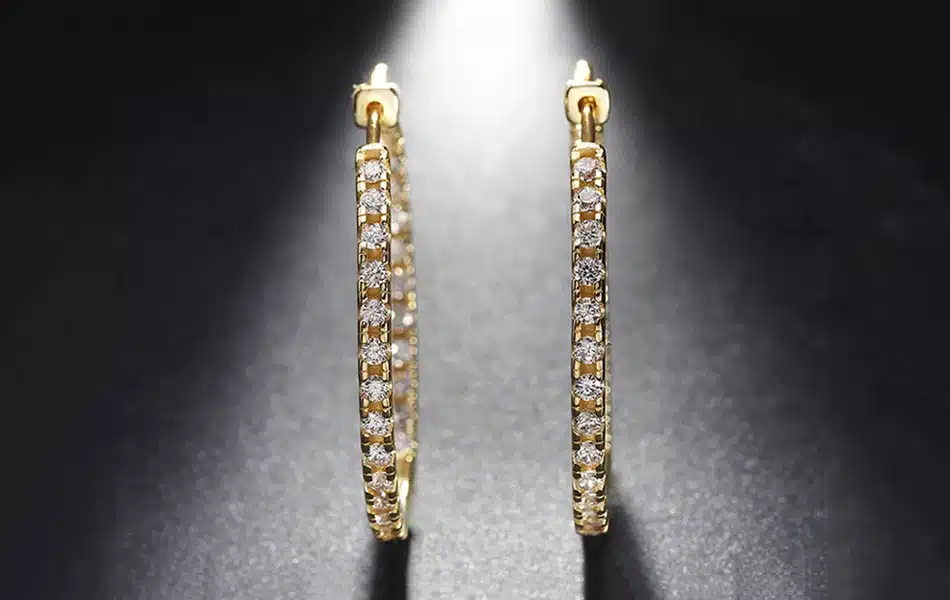 ORSA JEWELS 2017 Silver Color High Polished Hoop Earrings Paved with AAA Austrian Cubic Zirconia for Wedding Party Jewelry OE137 31