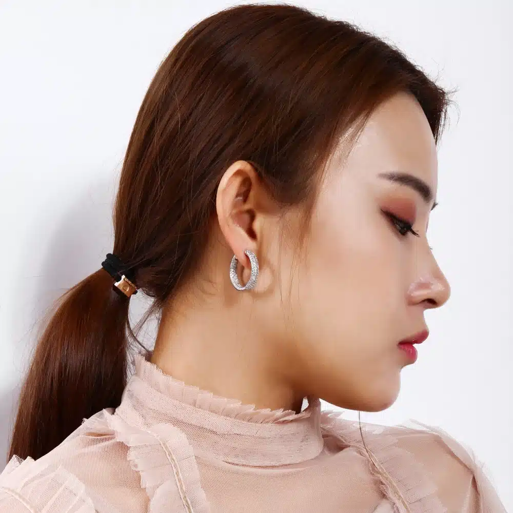 Hoop earring for night bar party Women Earrings Micro setting Cubic Zirconia allied express Circle Hoop Earring bijoux Jewelry 23