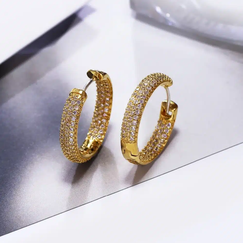 Hoop earring for night bar party Women Earrings Micro setting Cubic Zirconia allied express Circle Hoop Earring bijoux Jewelry 31