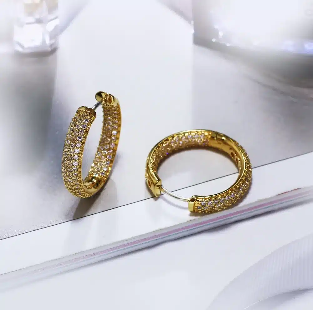 Hoop earring for night bar party Women Earrings Micro setting Cubic Zirconia allied express Circle Hoop Earring bijoux Jewelry 32