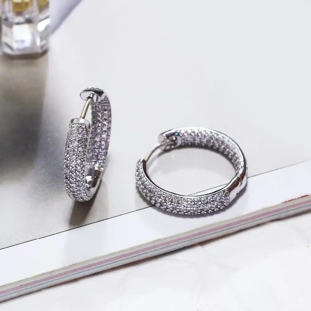 Hoop earring for night bar party Women Earrings Micro setting Cubic Zirconia allied express Circle Hoop Earring bijoux Jewelry 33