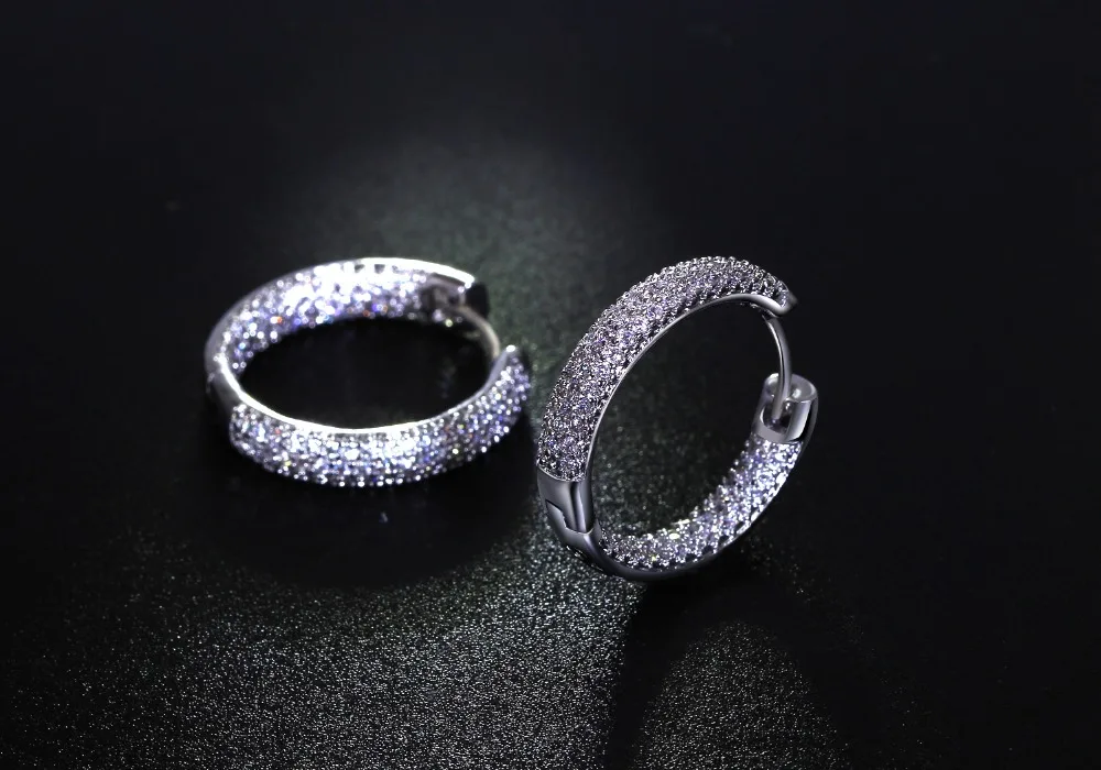 Hoop earring for night bar party Women Earrings Micro setting Cubic Zirconia allied express Circle Hoop Earring bijoux Jewelry 37