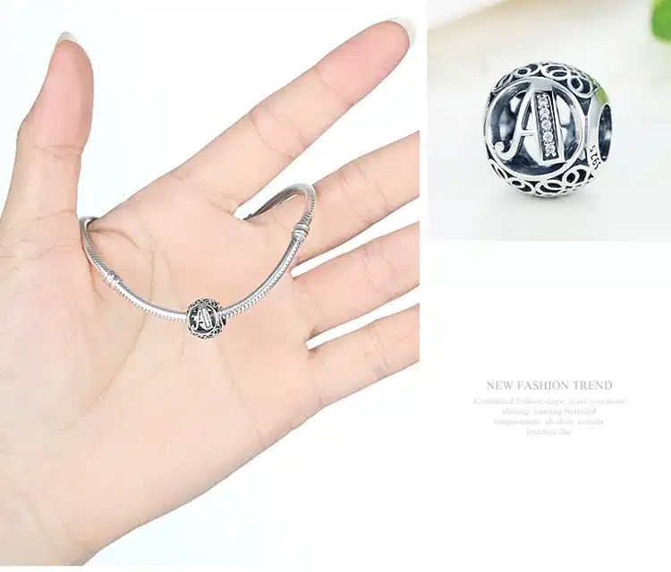 Authentic 925 Sterling Silver Vintage A to T Letter Charms Fit Original pandora Charm Bracelets & Bangles Silver Jewelry 15