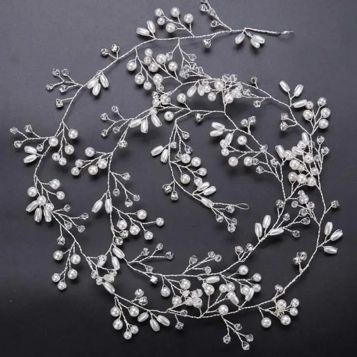 Idealway Handmade Bridal Crystal Rhinestone Hair Piece Women White Simulated-pearl DIY Jewelry Wedding Tiaras Crown Accessories 17