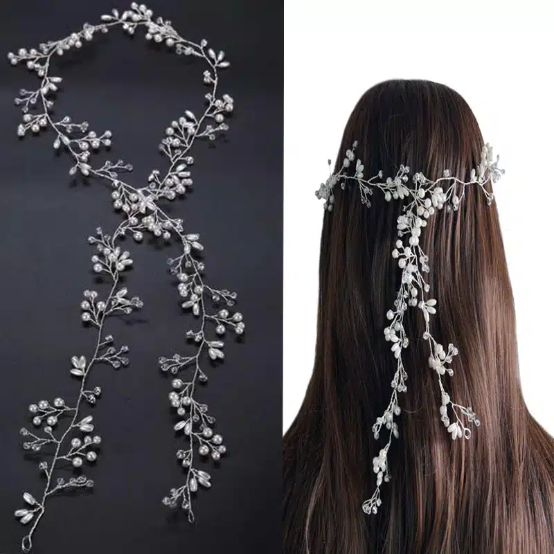 Idealway Handmade Bridal Crystal Rhinestone Hair Piece Women White Simulated-pearl DIY Jewelry Wedding Tiaras Crown Accessories 18