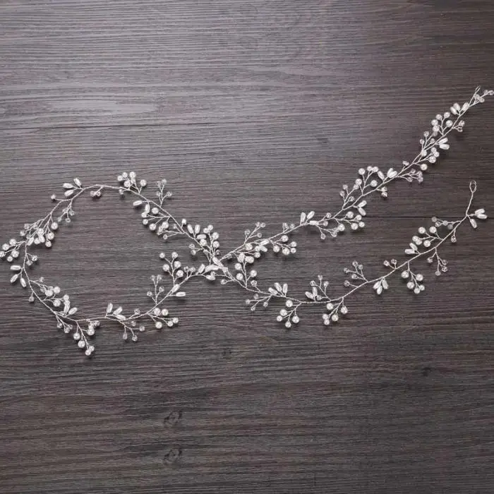 Idealway Handmade Bridal Crystal Rhinestone Hair Piece Women White Simulated-pearl DIY Jewelry Wedding Tiaras Crown Accessories 20