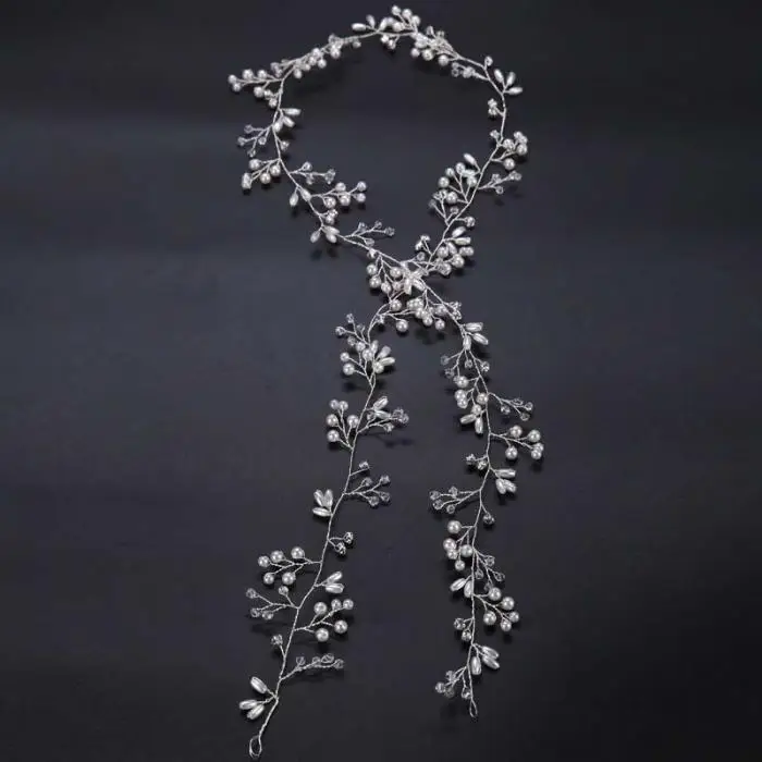 Idealway Handmade Bridal Crystal Rhinestone Hair Piece Women White Simulated-pearl DIY Jewelry Wedding Tiaras Crown Accessories 23