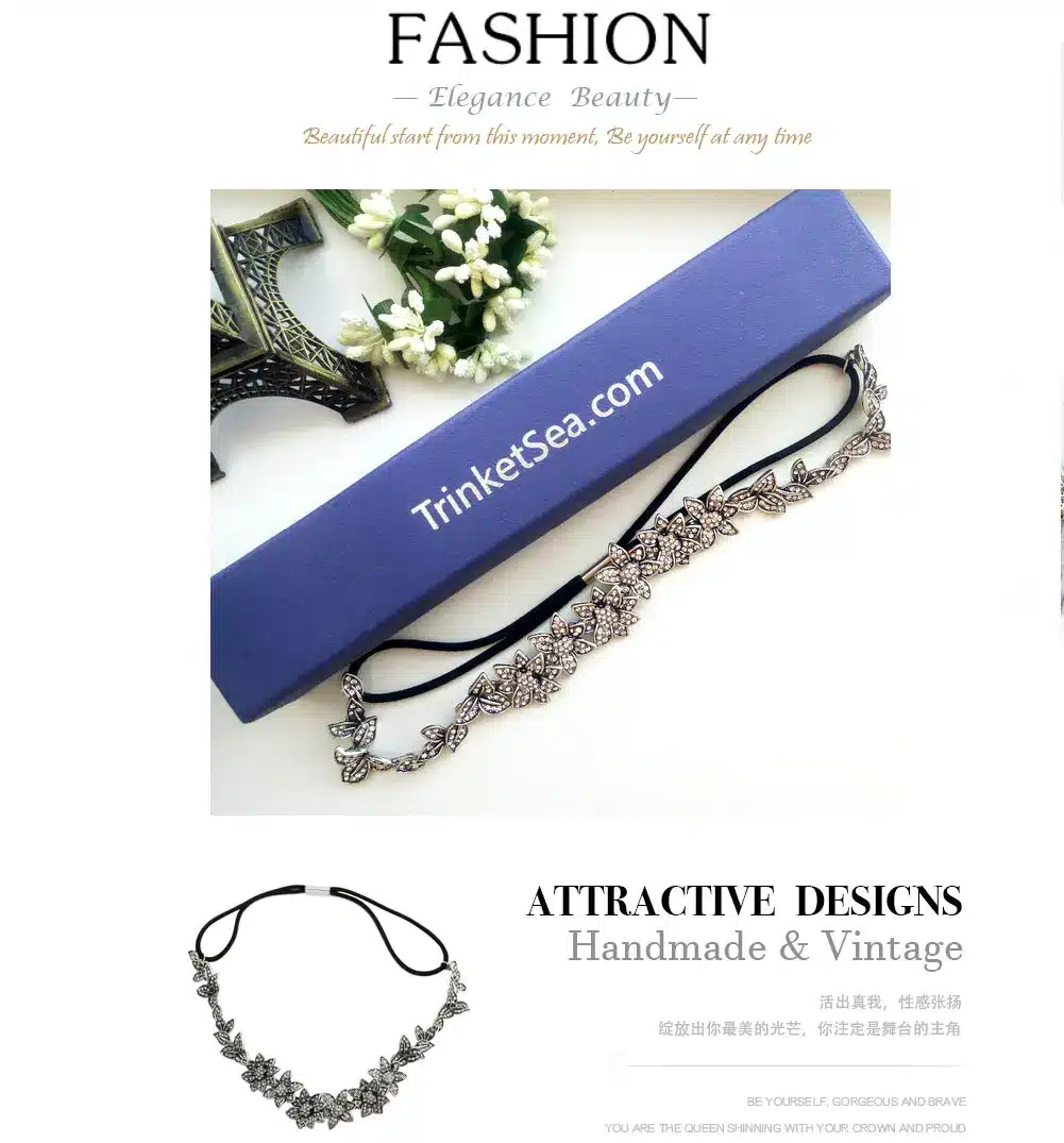 TrinketSea Vintage Luxury Flower Elastic Headband for Women Wedding Hair Accessories Fashion Jewelry Beauty Hair Headband 5