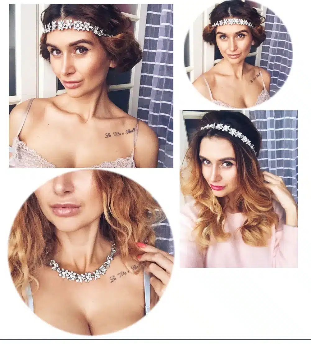 TrinketSea Vintage Luxury Flower Elastic Headband for Women Wedding Hair Accessories Fashion Jewelry Beauty Hair Headband 10