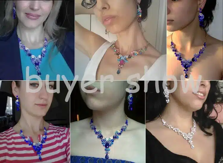 Fashion Crystal Bridal Jewelry Sets Party Costume Accessories Wedding Necklace Earring Set jewellery Decoration for Brides Women 12