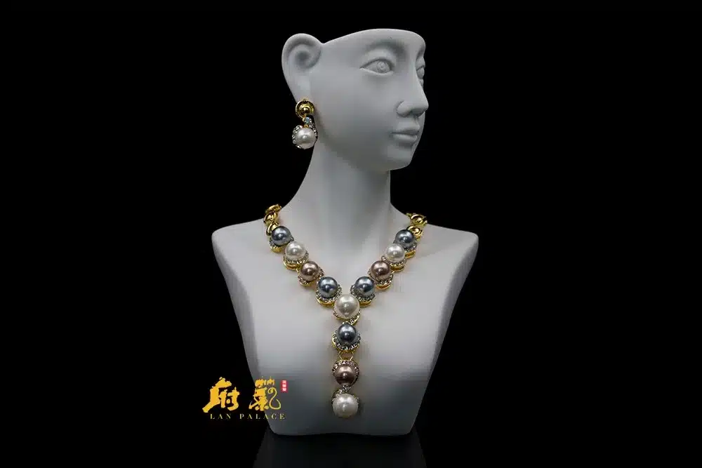parure bijoux mariage jewelry gold color austrian crystal simulated pearl jewerly sets necklace stud earring free shipping 13