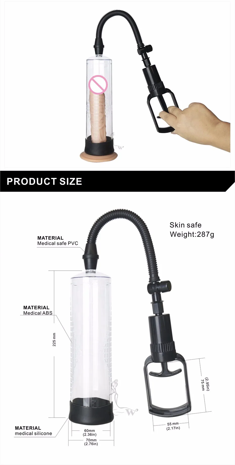 Penis Pump CANWIN Penis Enlargement Vacuum Pump Penis Extender Man Sex Toys Penis Enlarger Adult Sexy Product for Men [22 28