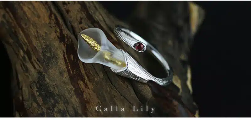 Lotus Fun Real 925 Sterling Silver Natural Handmade Designer Fine Jewelry Calla Lily Flower Ring Adjustable Rings Women Bijoux 20