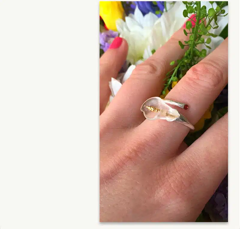 Lotus Fun Real 925 Sterling Silver Natural Handmade Designer Fine Jewelry Calla Lily Flower Ring Adjustable Rings Women Bijoux 29