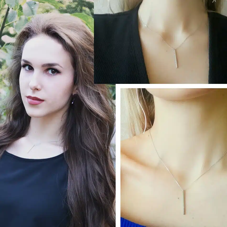 LicLiz Chic 925 Sterling Silver Bar Pendant Chocker Necklaces Punk Style New Year's Gifts Fine Jewelry For Women Collares LN0192 25