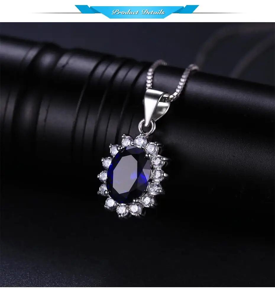 JewelryPalace British Kate Princess Diana William Engagement Wedding Blue Sapphire Pendant No Necklace 925 Sterling Silver 18