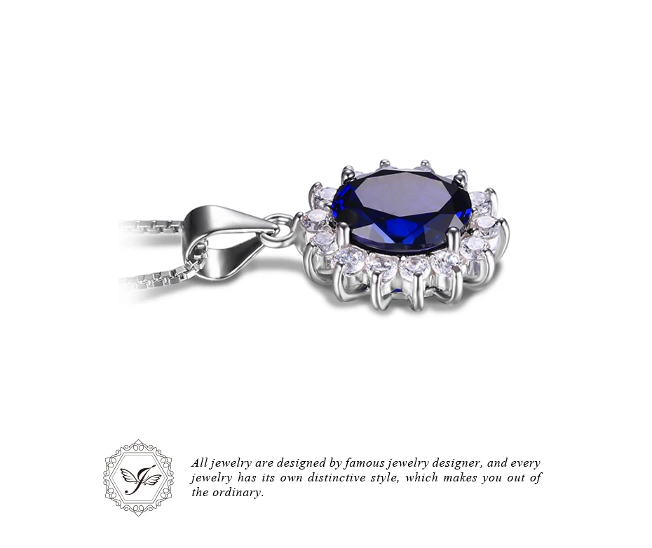 JewelryPalace British Kate Princess Diana William Engagement Wedding Blue Sapphire Pendant No Necklace 925 Sterling Silver 21
