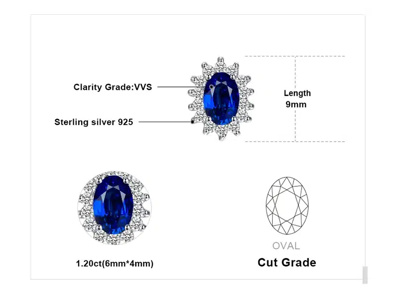 JewelryPalace 1.5ct Oval Blue Sapphire Earrings Stud 925 Sterling Silver Fashion Princess Diana Engagement Wedding Accessories 27