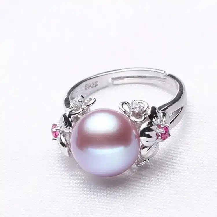 FENASY 10-11mm Pearl Jewelry,natural Pearl rings for love,Freshwater Pearl 925 Silver ring,ruby silver rings for women gift box 12