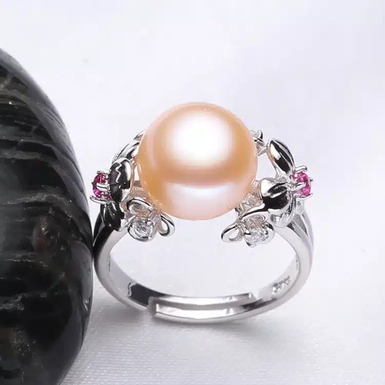 FENASY 10-11mm Pearl Jewelry,natural Pearl rings for love,Freshwater Pearl 925 Silver ring,ruby silver rings for women gift box 13