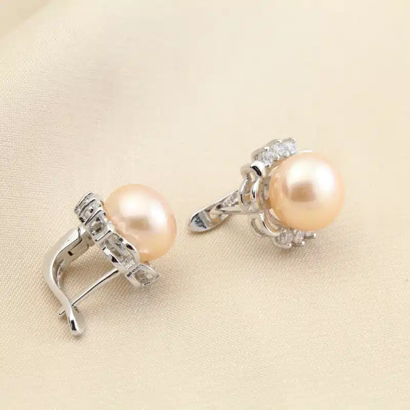 LACEY flowers Pearl earring, Pearl with 925 Sterling Silver earrings,stud Earrings, fashion Jewelry pearl earrings for Women 13