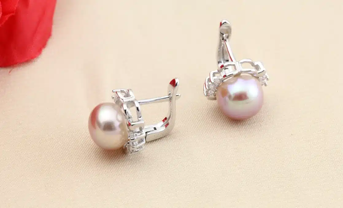 LACEY flowers Pearl earring, Pearl with 925 Sterling Silver earrings,stud Earrings, fashion Jewelry pearl earrings for Women 15
