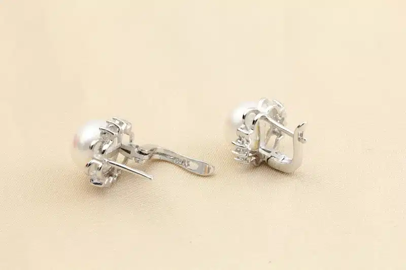 LACEY flowers Pearl earring, Pearl with 925 Sterling Silver earrings,stud Earrings, fashion Jewelry pearl earrings for Women 16