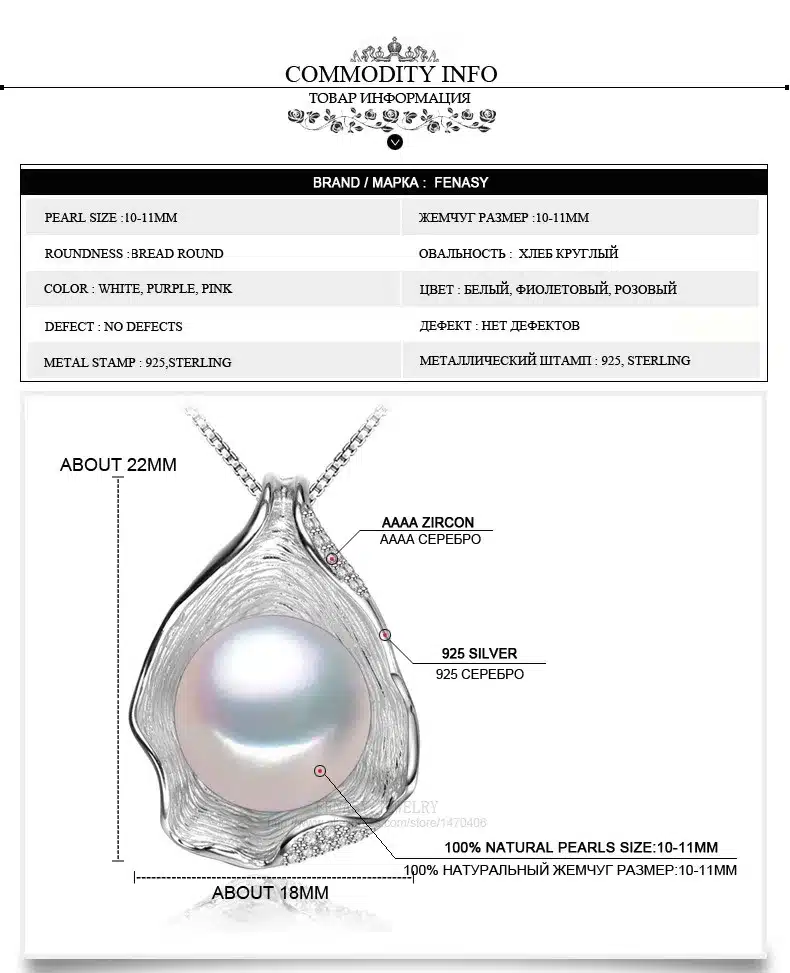 FENASY charm Shell design Pearl Jewelry,Pearl Necklace Pendant, 925 sterling silver jewelry ,fashion necklaces for women 2016 11