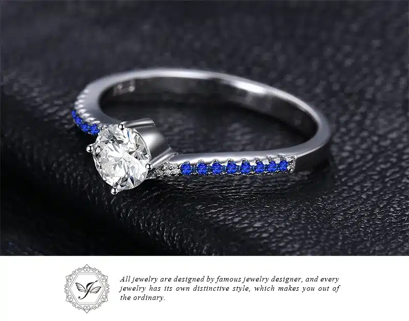 JewelryPalace Round 0.7ct Created Blue Nano Sapphire Anniversary Promise Engagement Ring Real 925 Sterling Silver Ring Jewelry 22