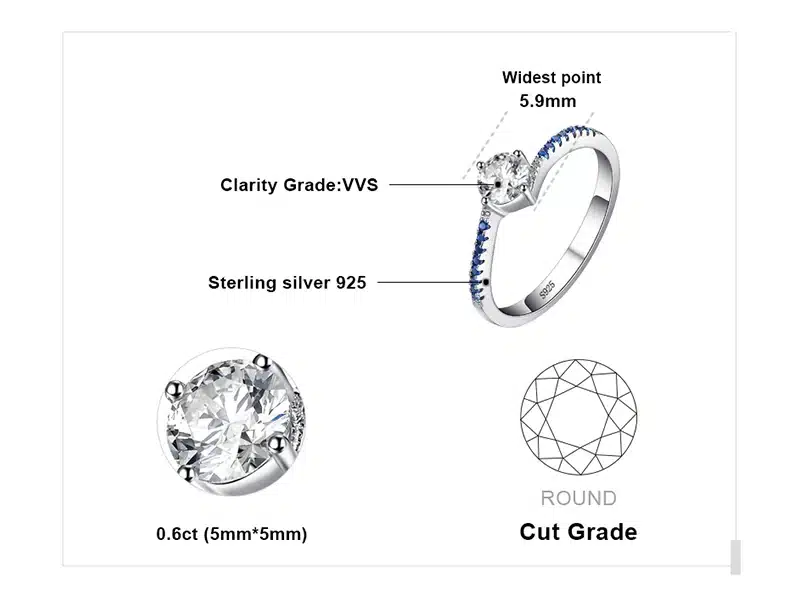 JewelryPalace Round 0.7ct Created Blue Nano Sapphire Anniversary Promise Engagement Ring Real 925 Sterling Silver Ring Jewelry 23