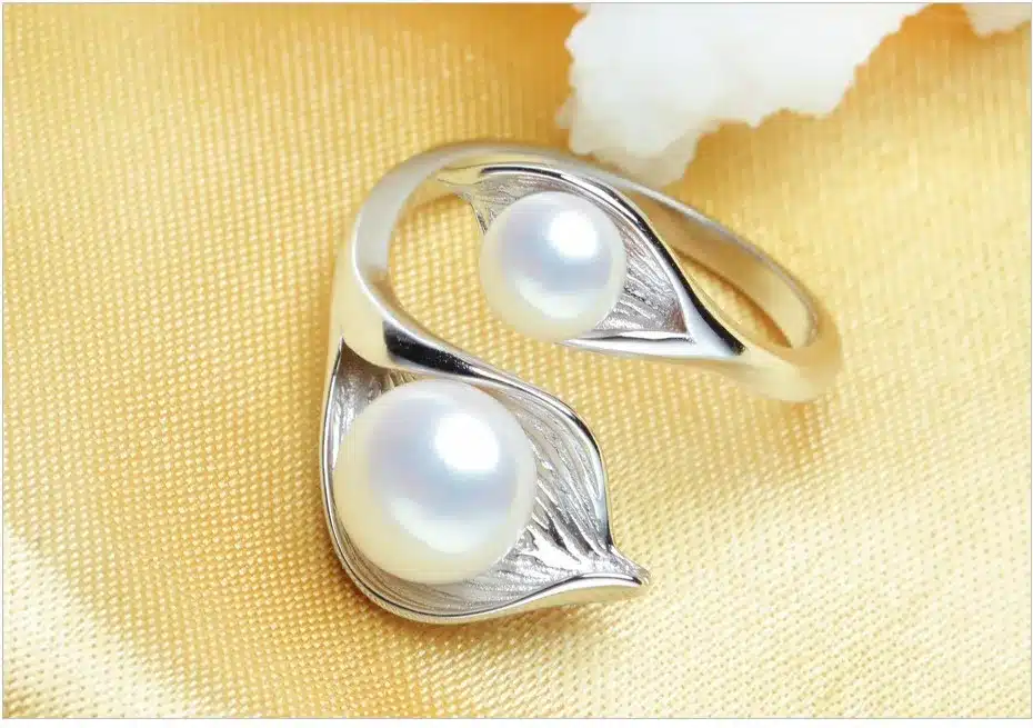 FENASY bohemia 2016 New Double Pearl Ring trendy freshwater Pearl Adjustable charms Rings for women pearl Jewelry 26